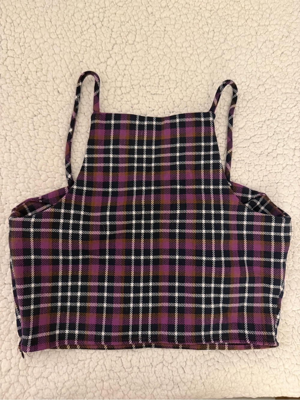 Bershka Purple Plaid Cropped Cami